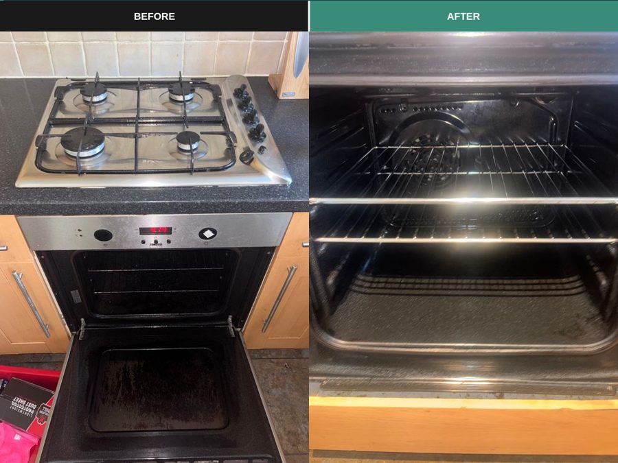 Hob and oven before and after clean