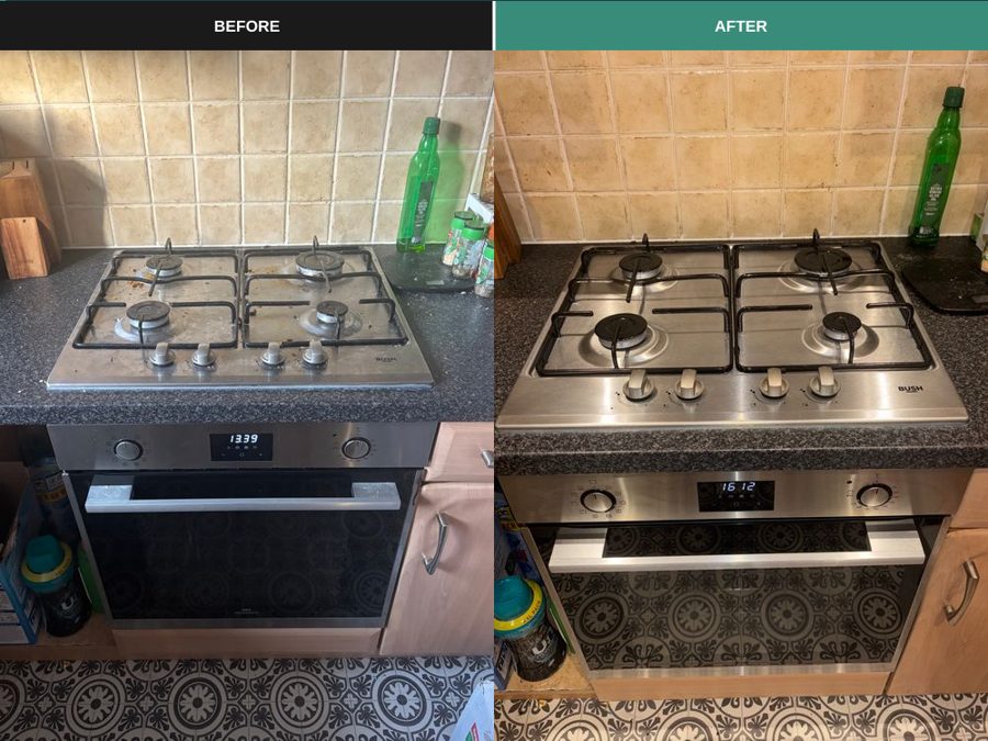 Hob and oven full setup before and after clean